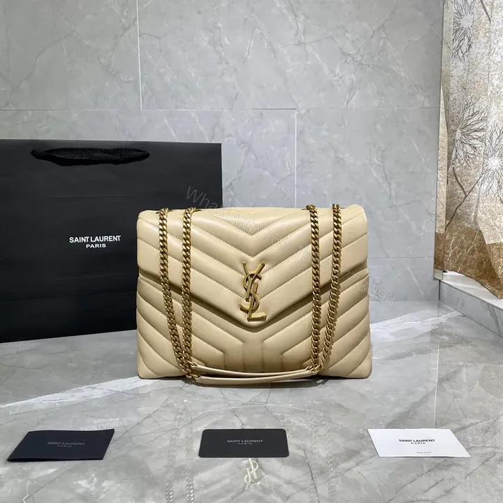 View 1 of Nude Calfskin Quilted Shoulder Bag â€” Modern Signature Crossbody