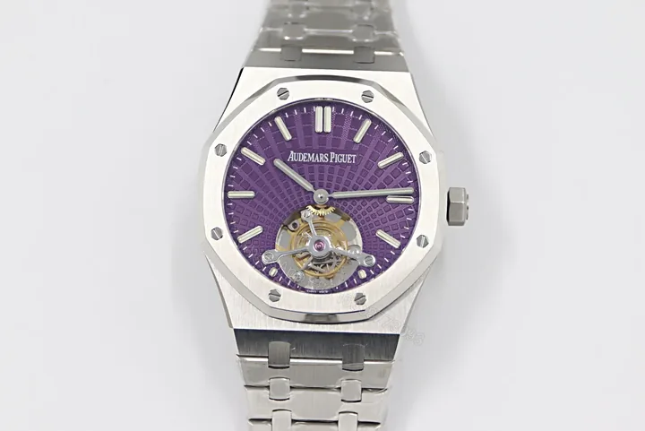 View 1 of BBR Factory Audemars Piguet Royal Oak Tourbillon V2 Upgrade Edition – Silver Case with Purple Dial, 41mm