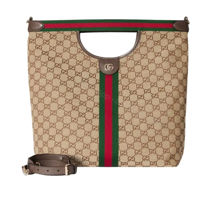 View 1 of Gucci Giglio large tote bag Beige and Brown GG canvas 36Cm
