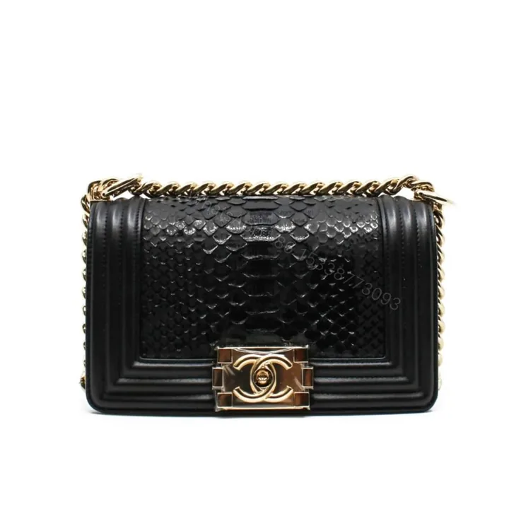View 1 of Chanel Boy Flap Bag Snake Black 25Cm