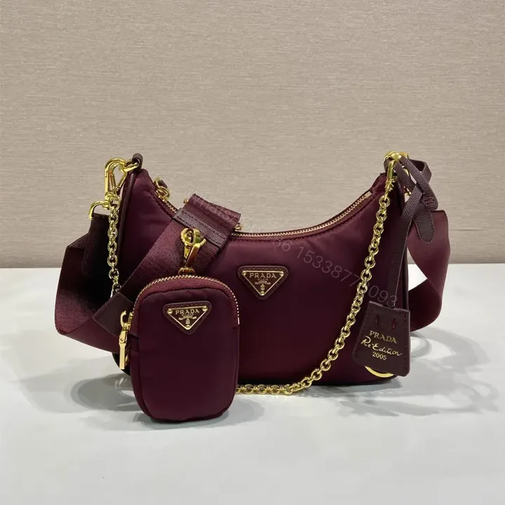 View 1 of 高仿Prada*RE-Nylon系列1BH204單肩包酒紅色免檢版