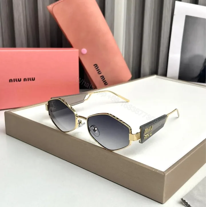 View 1 of Miu Miu Hexagon Grey Sunglasses – One Size – UV Protection