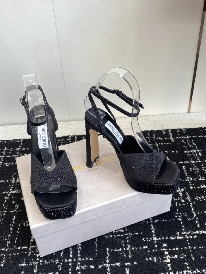 View 1 of Elegant Sandals: Suede-Gloss Open-Toe High Heel for Glam Comfort