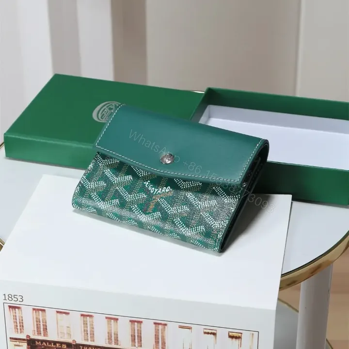 View 1 of 高仿Goyard*STGABR2拼色三折式錢夾錢包綠色免檢版
