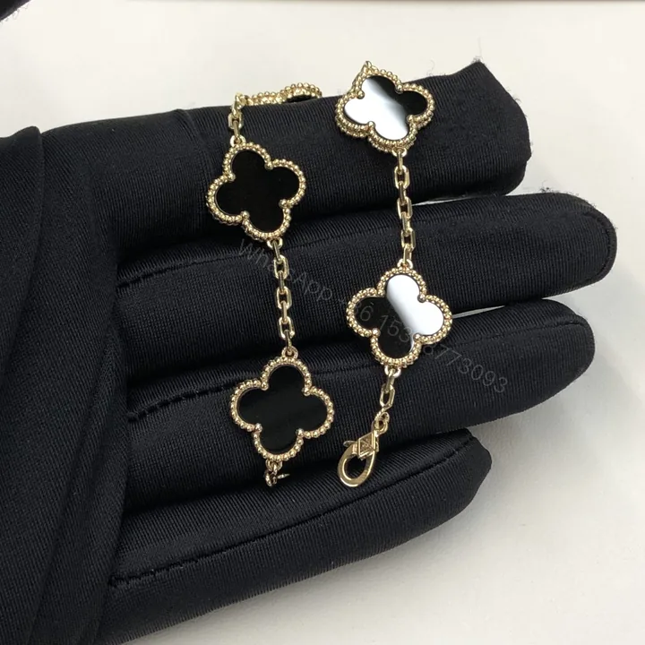 View 1 of VCA Vintage Alhambra Bracelet 5 Motifs Onyx Yellow Gold VCARA41300