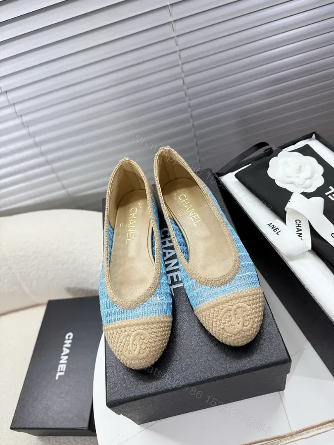 View 1 of Textured Denim Espadrille Flats with Jute Accents, Casual Luxe Flat