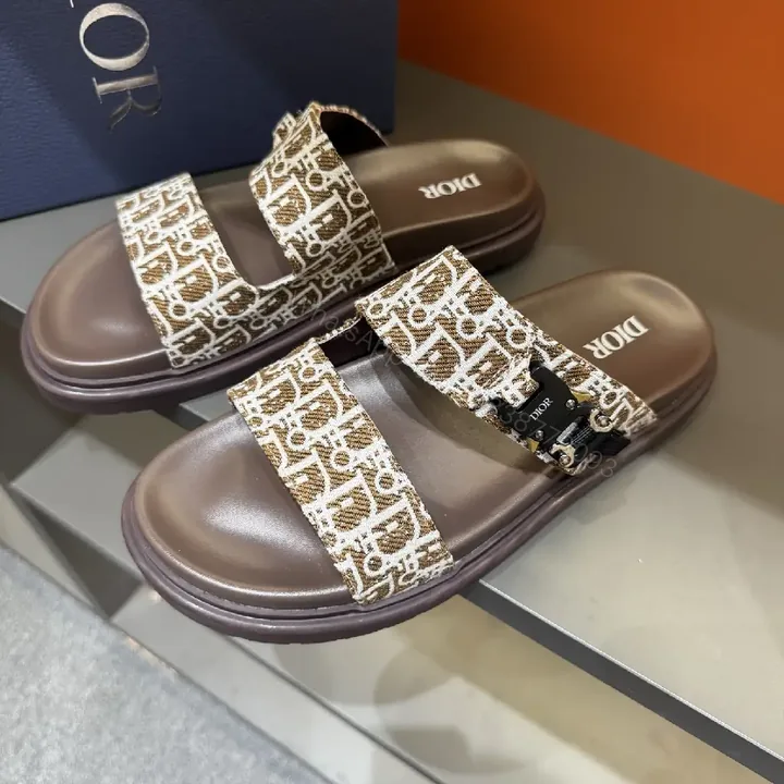 View 1 of Textured Strap Slides: Luxury Comfort Footwear