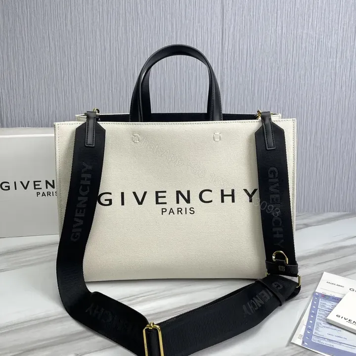 View 1 of Neutral Canvas Tote â€” Subtle Luxury, Givenchy-Inspired Carryall