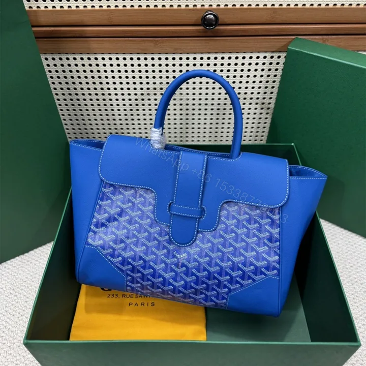 View 1 of 高仿Goyard*SAIGOC9手提托特包雙拼藍色大號免檢版