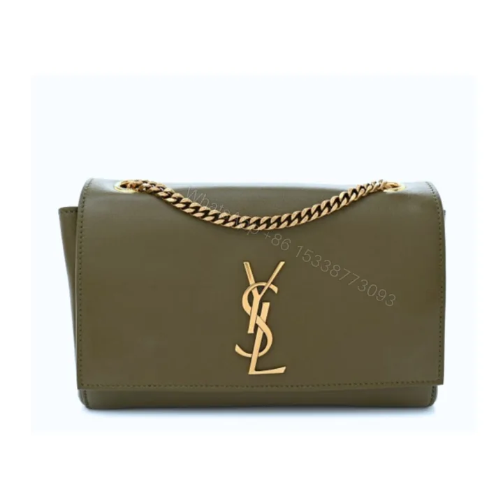 View 1 of Saint Laurent Kate Medium Chain Bag In Grain De Poundre Khaki 28Cm 364021BOW0W1229