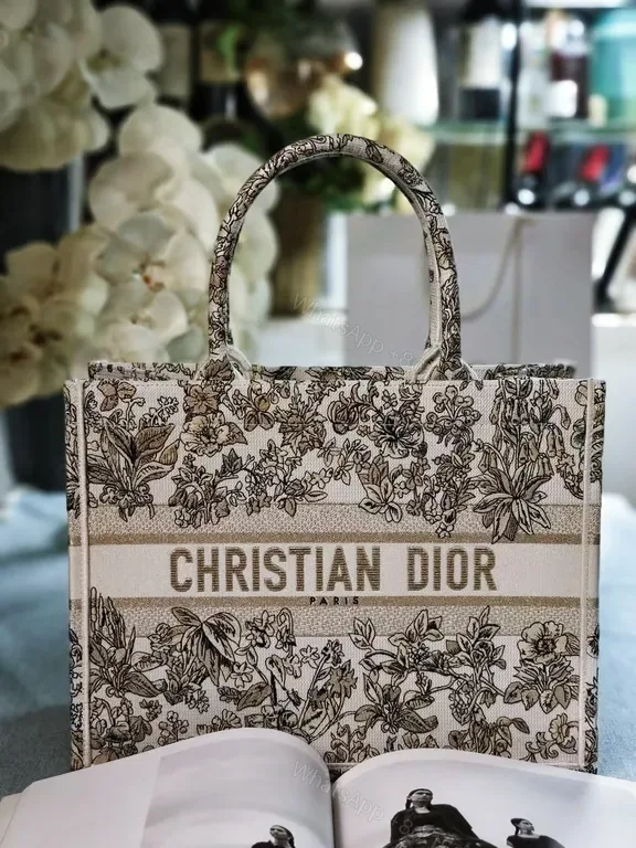 View 1 of Chic Floral Structured Tote with Dior Branding