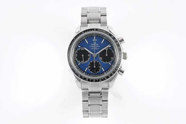 View 1 of Omega Speedmaster Series 326.32.40.50.06.001 Chronograph Watch Blue Dial Stainless Steel Bracelet Multifunction Design