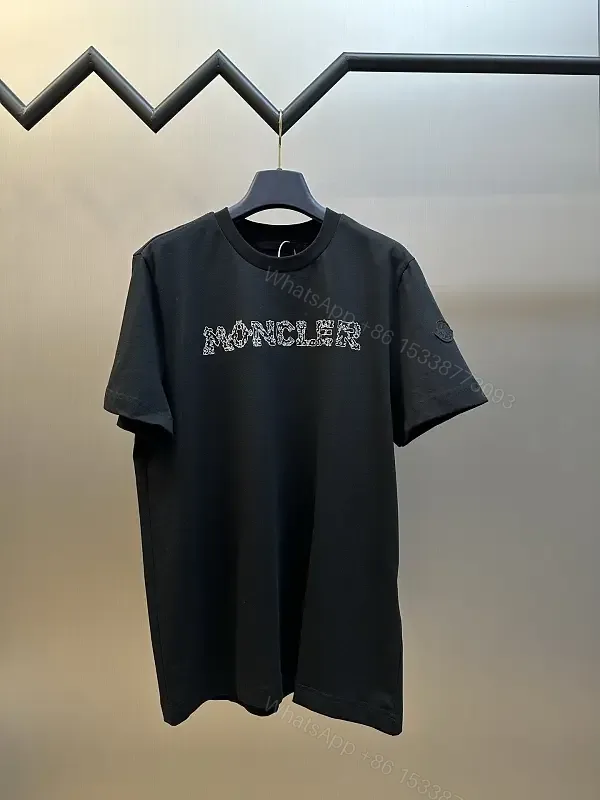View 1 of Textured Logo Black Tee with Subtle Hardware - Premium Cotton Blend