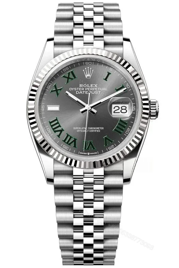 View 1 of Rolex Datejust M126234-0045 Grey Roman Dial 1:1 Replica Jubilee 36MM 3235 Movement Super Clone Watch