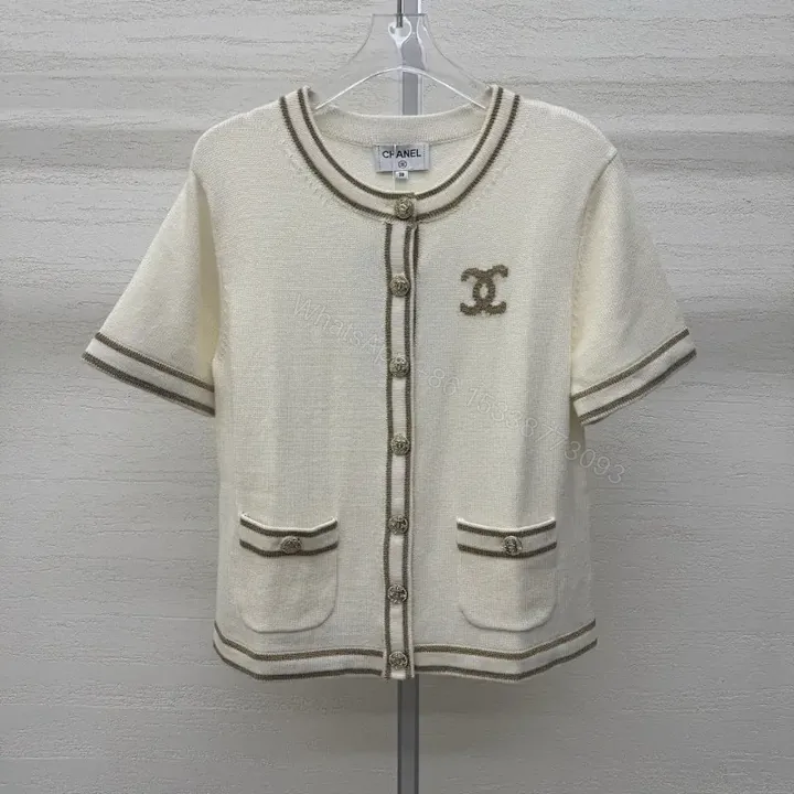 View 1 of Ivory Knit Cardigan: Structured, Luxe Detailing, Short-Sleeve