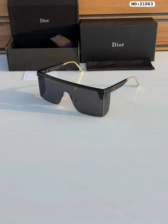 View 1 of First Copy Dior Shield Black Sunglasses Oversized Frame Unisex UV Protection