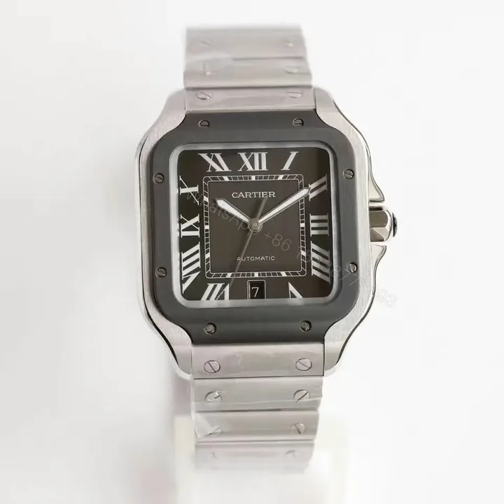 View 1 of Cartier super clone Santos Brown Dial Steel Bracelet Premium 40MM RG-CARTIER-SANTOS-BRN-STL-40
