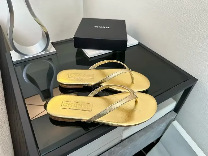 View 1 of Gold-Tone Minimalist Sandals: Effortless All-Day Comfort