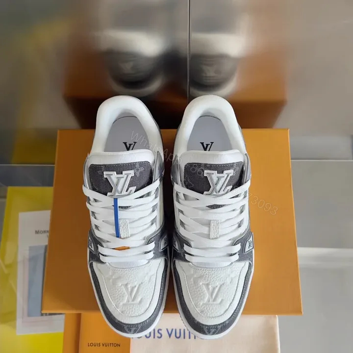 View 1 of Sporty Luxe LV Monogram Sneaker âˆ’ Elevated Comfort Highâ€‘Top