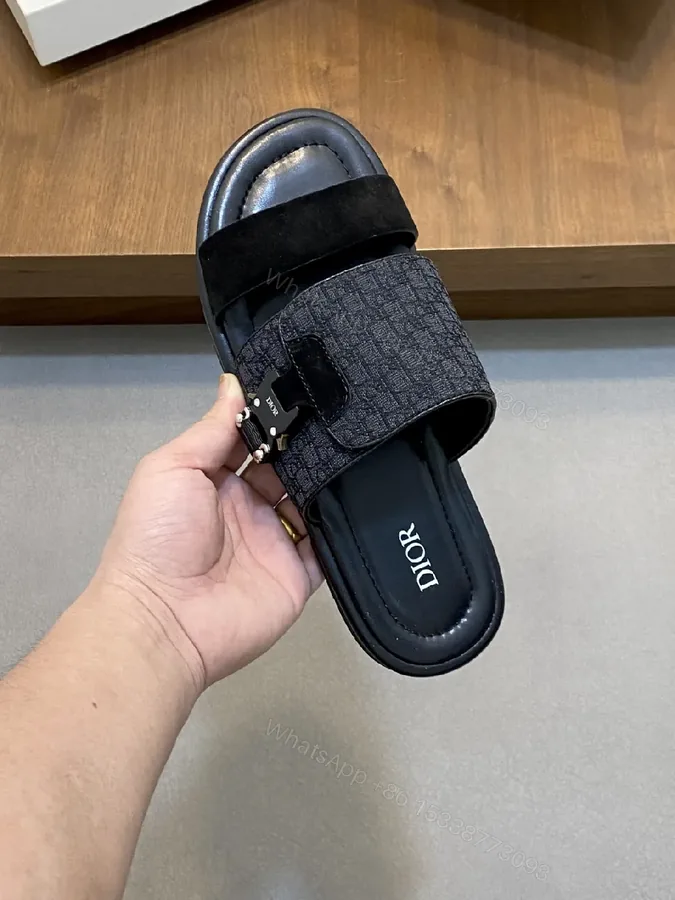 View 1 of Textured Slide in Black with Premium Comfort and Detailing