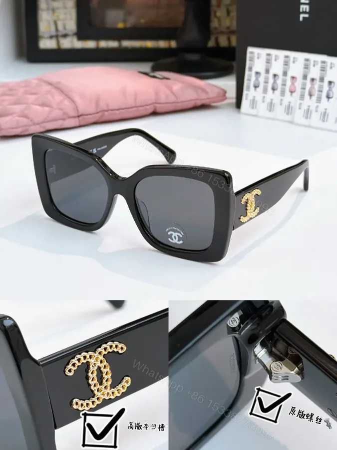 View 1 of Chic Square-Frame Sunglasses with Gold Accents – Statement Pair