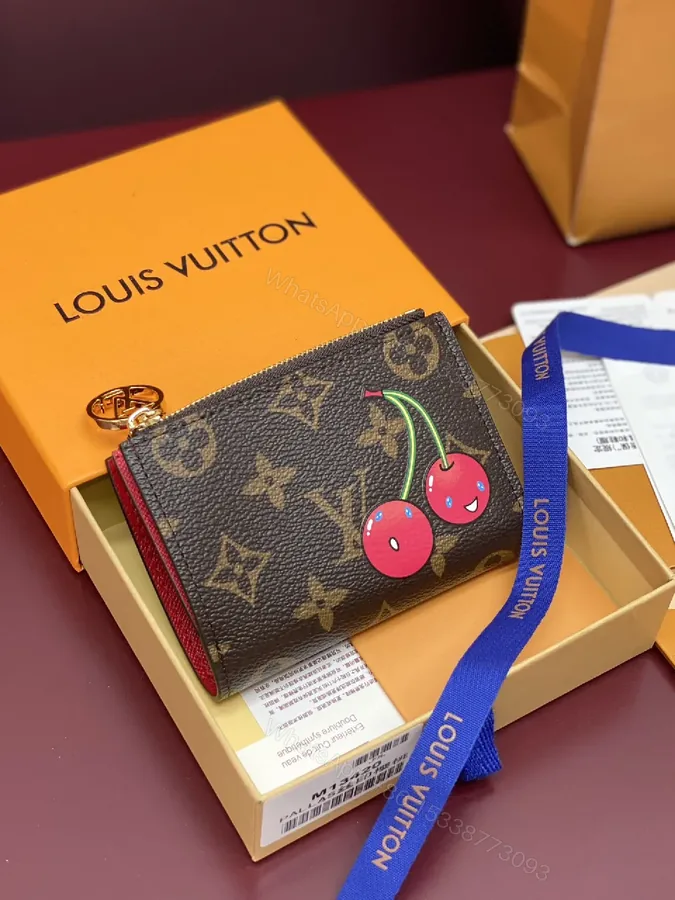 View 1 of Compact Cherry LV Monogram Wallet: Luxe, Modern, Durable