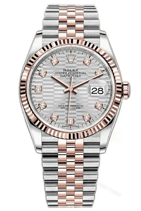 View 1 of Rolex Datejust M126231-0039 1:1 Replica Water Ripple Diamond Silver Dial Jubilee 36MM 3235 Movement Super Clone Watch
