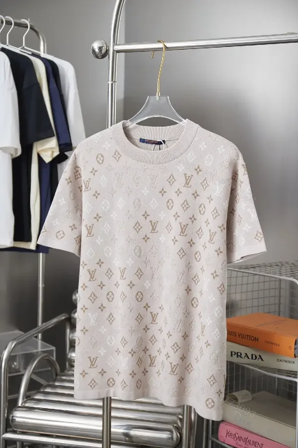 View 1 of Soft-Print Monogram Knit: Subtle Luxury in Textured Cotton