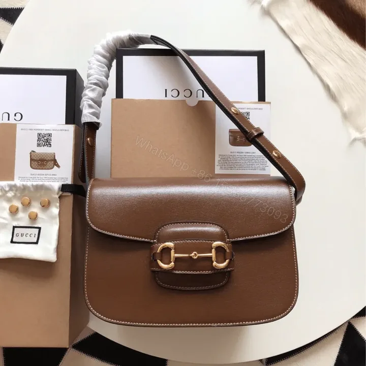 View 1 of Gucci 1955 Horsebit Replica Bag 11 Women’s Brown Smooth Leather 25cm