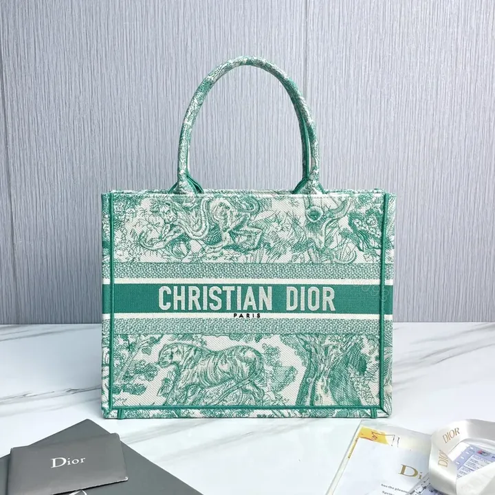View 1 of Green Toile Signature Tote: Dior-Brand Structured Luxury Bag