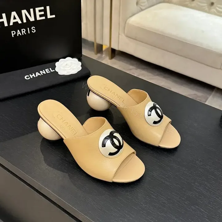 View 1 of Open-Back Logo-Accent Slide Heels: Everyday Luxe Comfort
