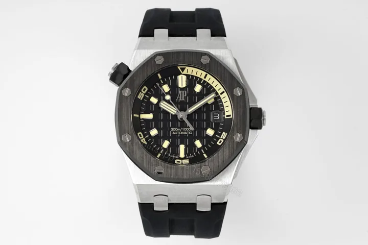 View 1 of Royal Oak Offshore Diver 15720 SS/RU APSF 1:1 Best Edition Black Dial Ceramic Bezel Super Clone