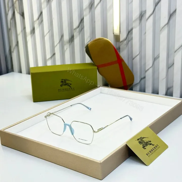 View 1 of Burberry Hexagon Silver-Blue Eyeglasses
