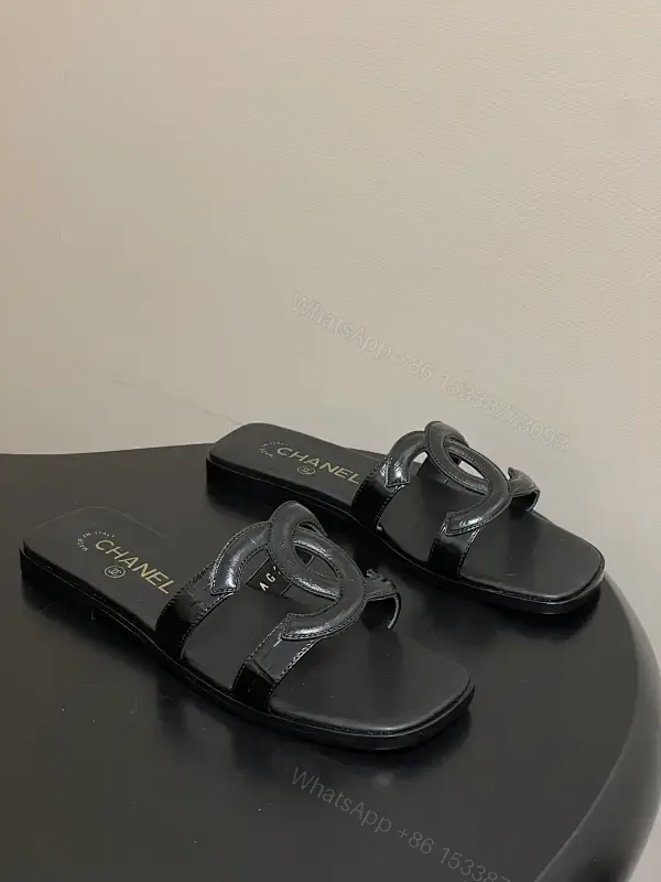 View 1 of Chic Leather Sandals: Minimalist, Cushioned, Black, Unisex Slips-ons