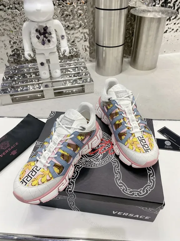 View 1 of Bold Color-Block Versace Sneakers: Couture Craftmanship