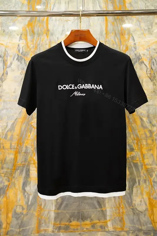 View 1 of Black Cotton Jersey T‐Shirt Relaxed Fit Dolce & Gabbana Milano Logo Tee