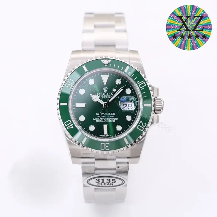 View 1 of MKS Factory Clean Factory ROLEX Submariner Green Ceramic Bezel Watch