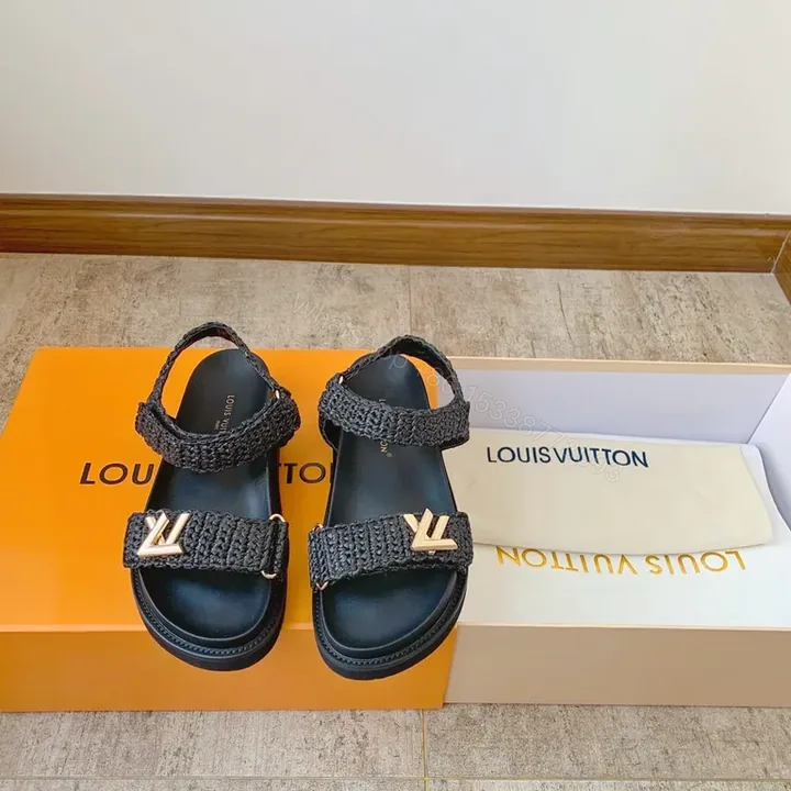 View 1 of Charcoal Woven Sandal - Gold LV-Accent, Cushioned Footbed