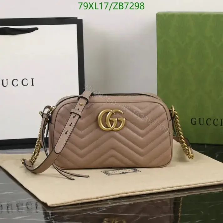 View 1 of Fake Gucci Small GG Beige Marmont Shoulder Bag ZB72988