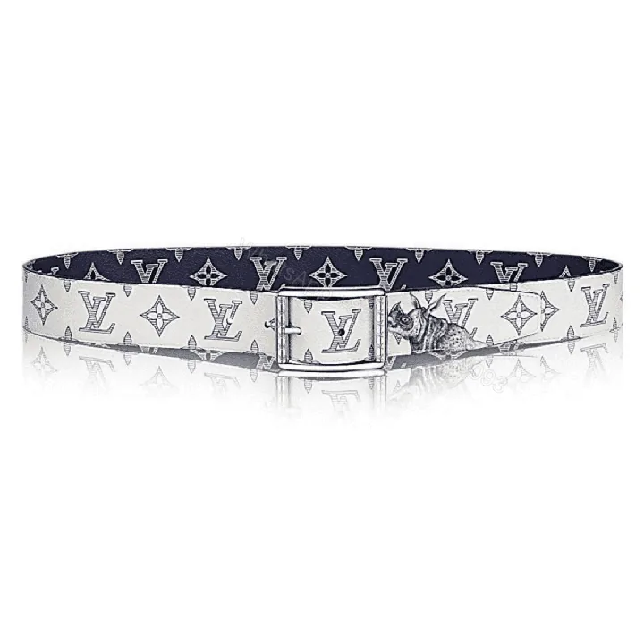 View 1 of LOUIS VUITTON WHITE/BLUE MONOGRAM SA.VANE CANVAS CHAP.MAN BROTHERS RE.VERSO BELT – B101