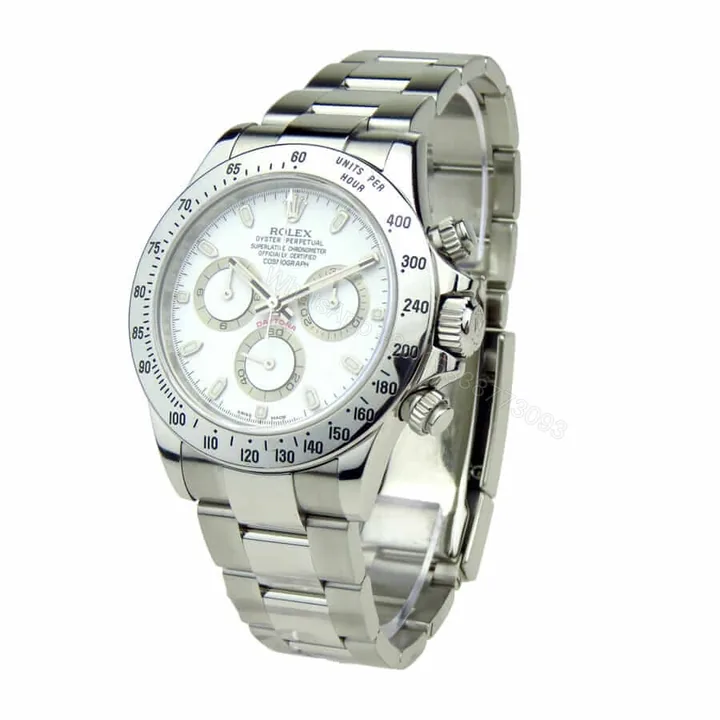 View 1 of Rolex Daytona 116520 Super Clone: 40mm Steel White Panda Dial