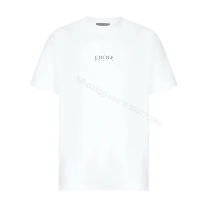 View 1 of White Cotton Minimalist Tee — Dior Paris Logo, Modern Silhouette