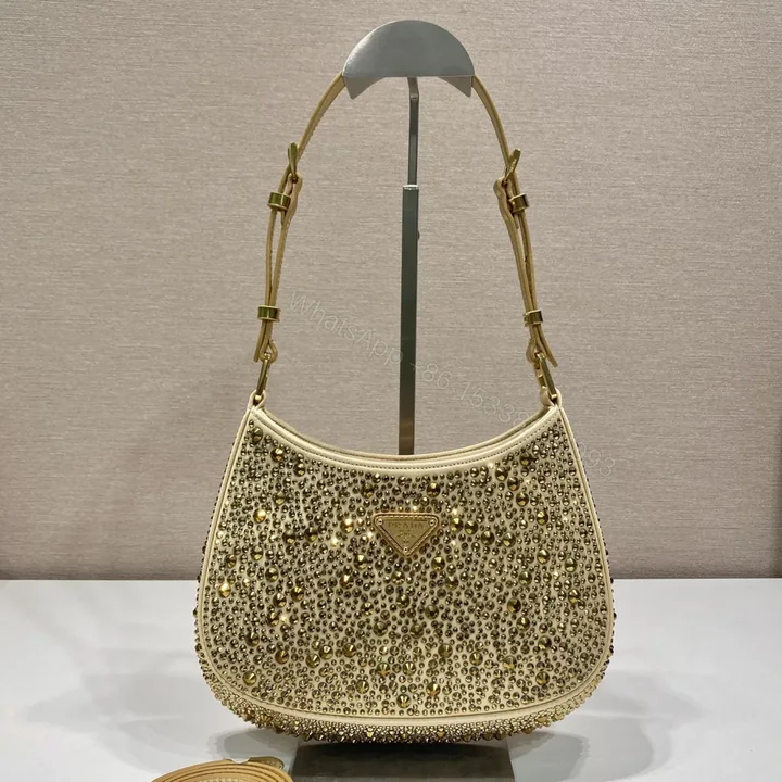 View 1 of 高仿Prada單肩腋下包1BC169金閃鑽免檢版