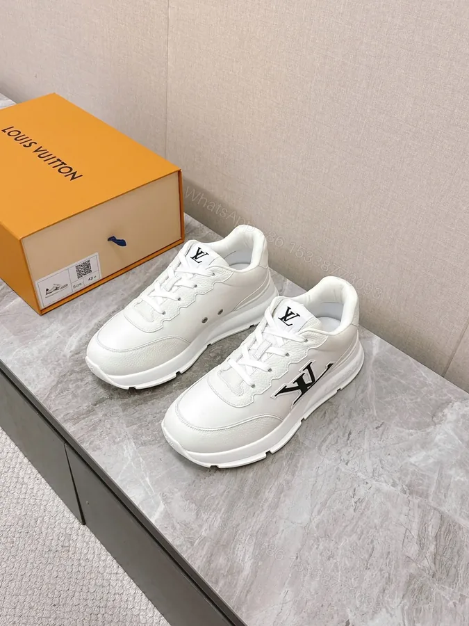 View 1 of LV Women White Leather Sneakers
