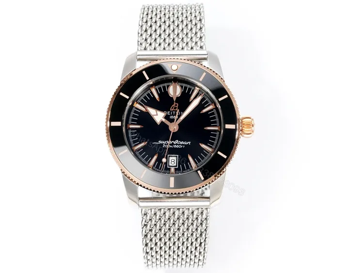View 1 of Breitling Superocean Heritage B31 Automatic 42 Stainless Steel – Red Gold Black Milanese UB3111241B1A1
