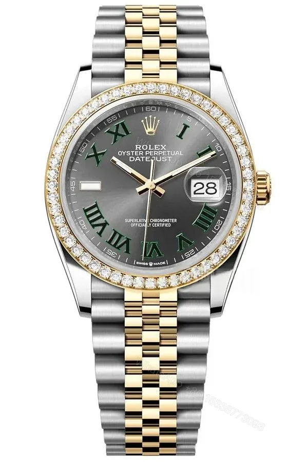 View 1 of Rolex Datejust M126283RBR-0021 1:1 Replica Roman Dial Diamond-Set Bezel 36MM 3235 Movement Super Clone Watch