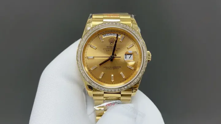 View 1 of Rolex Day-Date 36 128348RBR Diamond Champagne Dial President Bracelet Watch 128348RBR-0026