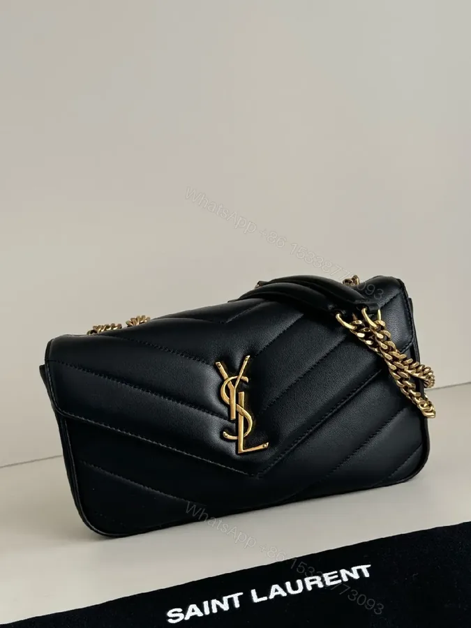 View 1 of Quilted Leather Crossbody Bag with Gold Emblem, Luxury Style