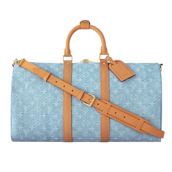 View 1 of Louis Vuitton Keepall Bandoulièrè 45 Bag Sky Blue Denim 45Cm M25334