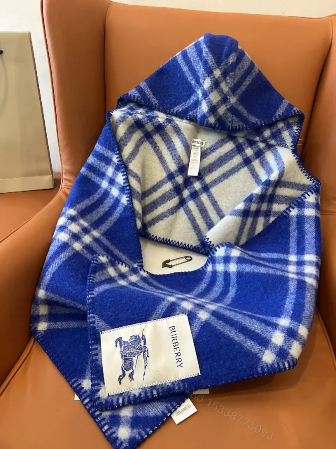 View 1 of Cozy Blue Plaid Wrap: Luxe Fleece, Multi-Season Warmth